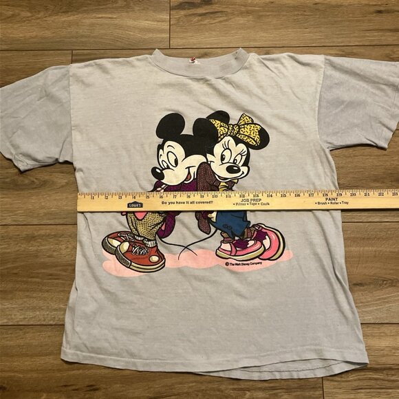VTG Mickey & Minnie Graphic T Shirt Adult SMALL Gray Comic Relief Single Stitch - Picture 4 of 8